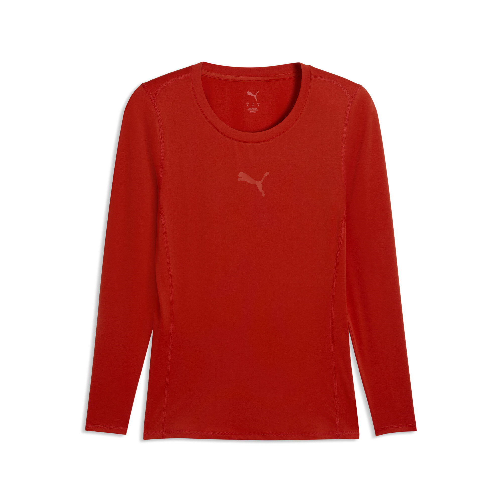 Langarmshirt, Rundhals, Rot, Puma Logo, Textil-Top