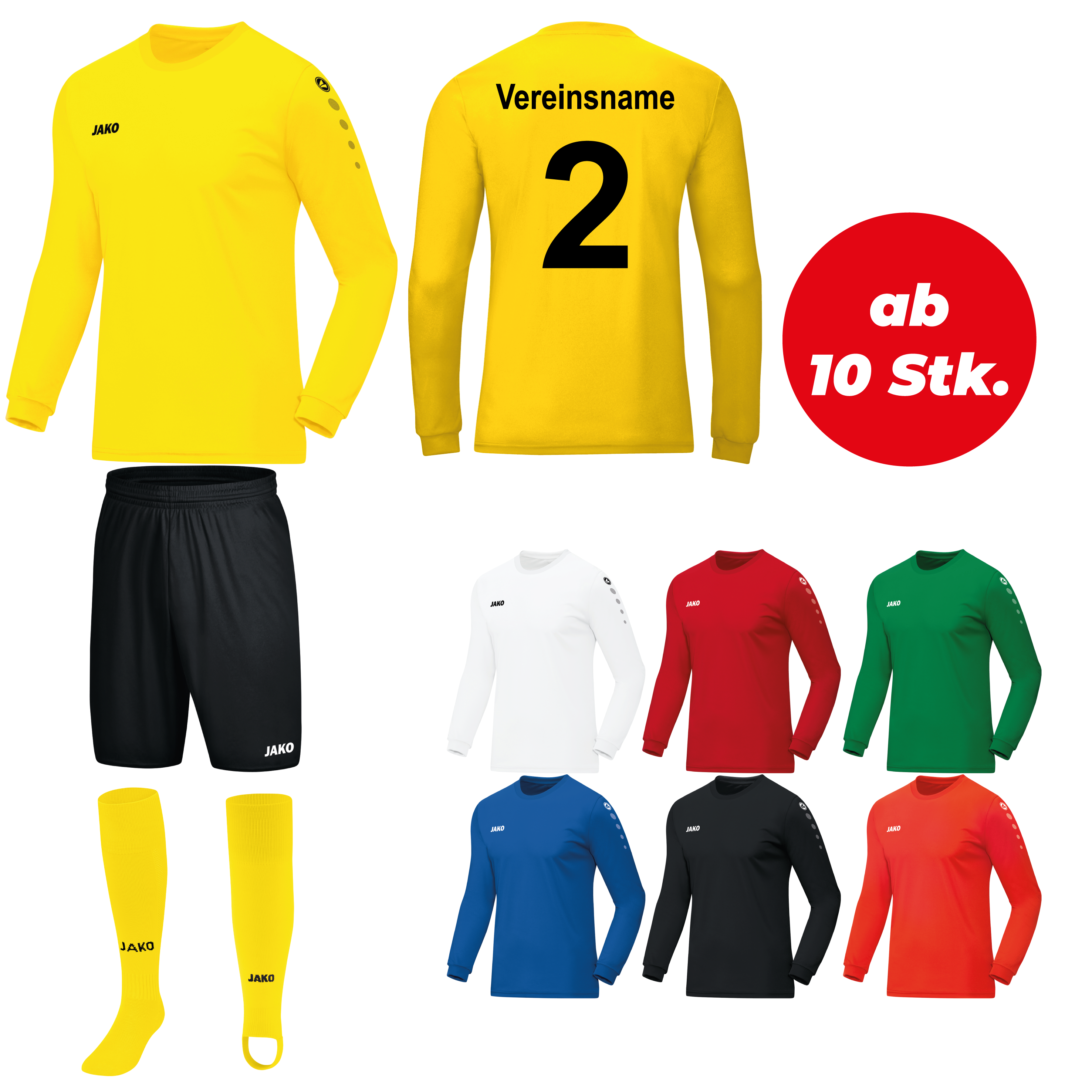 Trikotsatz Fußball Jako TEAM LANGARM ab 10 Stk. inkl. Druck