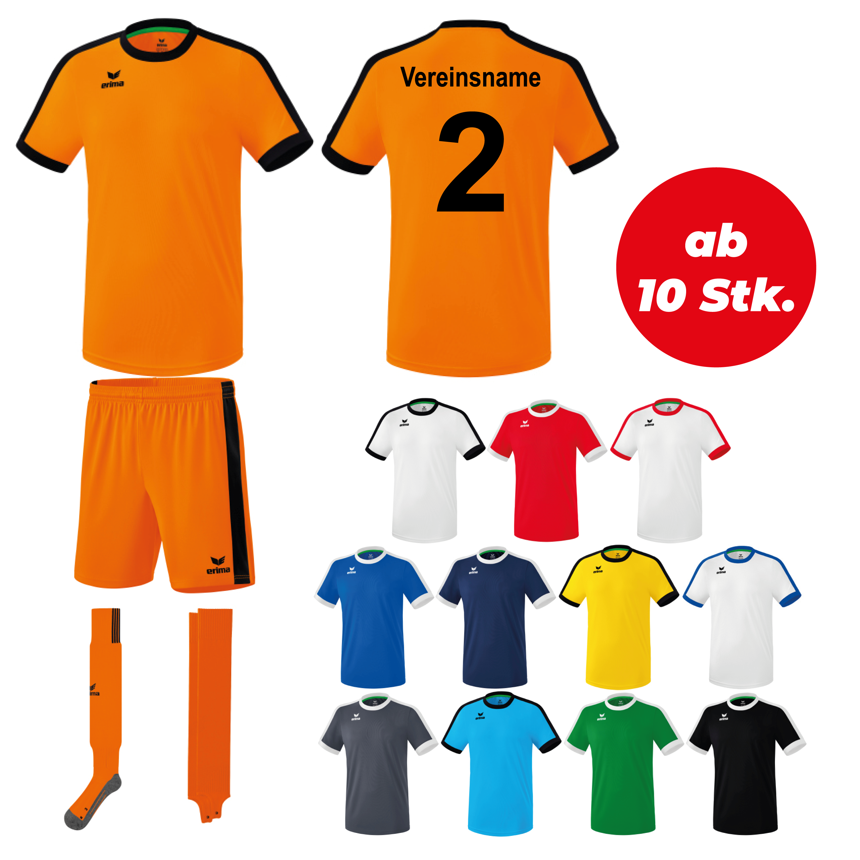 Trikotsatz Fußball Erima RETRO STAR ab 10 Stk. inkl. Druck