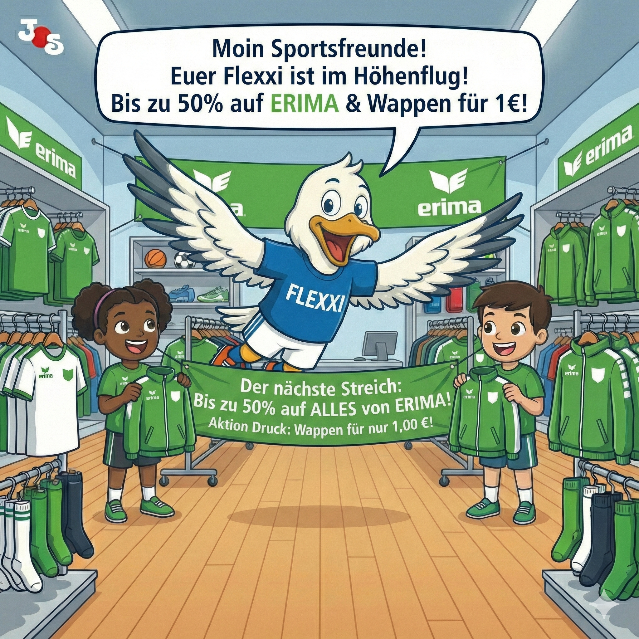 Flexxis grünes Wunder: Bis zu 50% Rabatt auf ALLES von ERIMA & Top-Druckdeal!